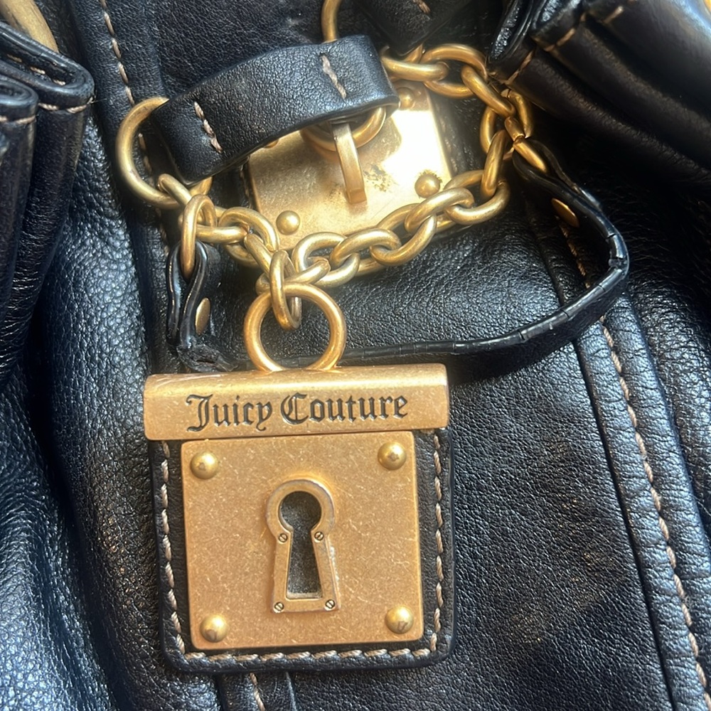 Juicy Couture Vintage Black Leather Small Satchel Handbag - Picture 15 of 17